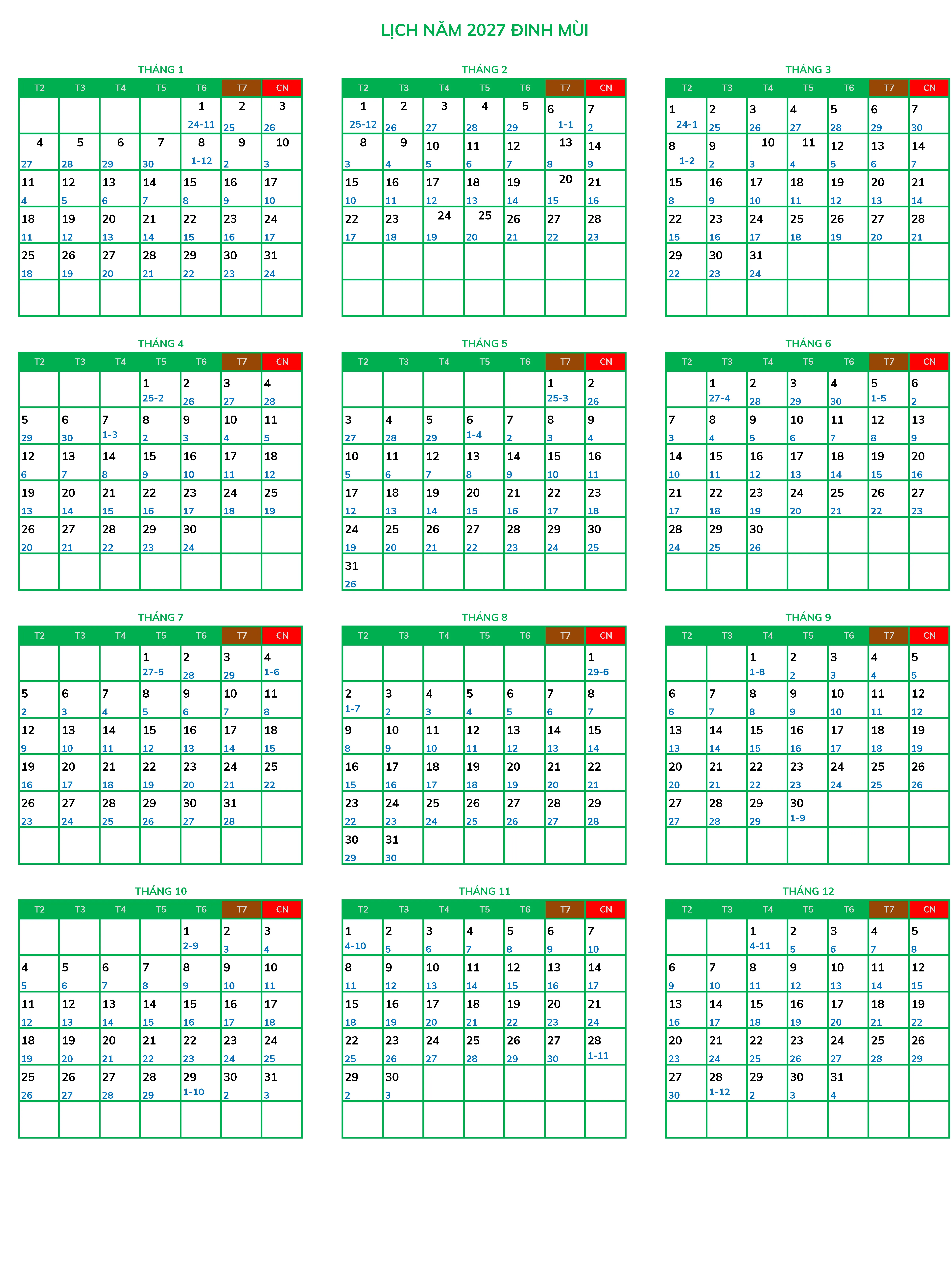 Lịch Vạn Sự Năm 2027 Excel 13